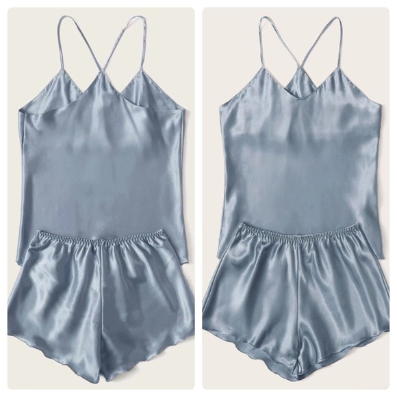 New Blue Satin Sleep Set - Picture 1 of 2
